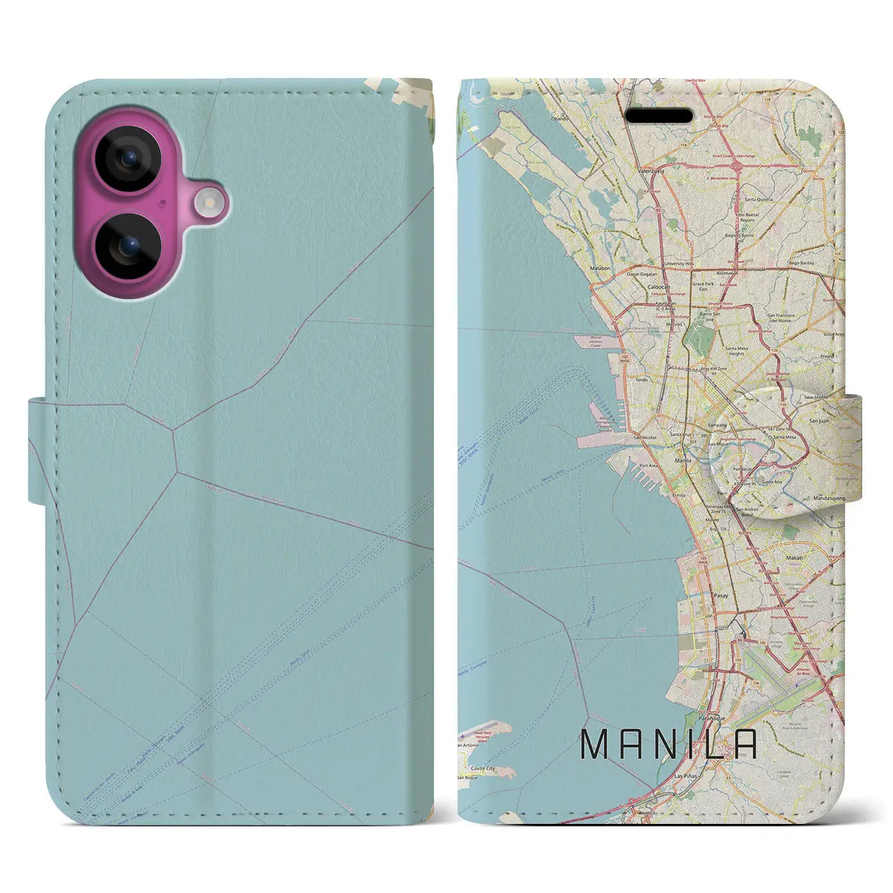 【マニラ(フィリピン)】地図柄iPhoneケース(手帳タイプ)