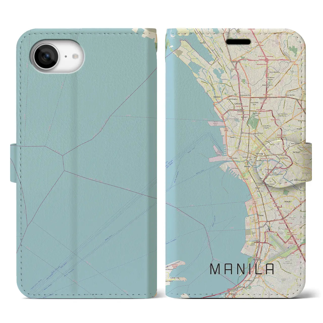 【マニラ(フィリピン)】地図柄iPhoneケース(手帳タイプ)