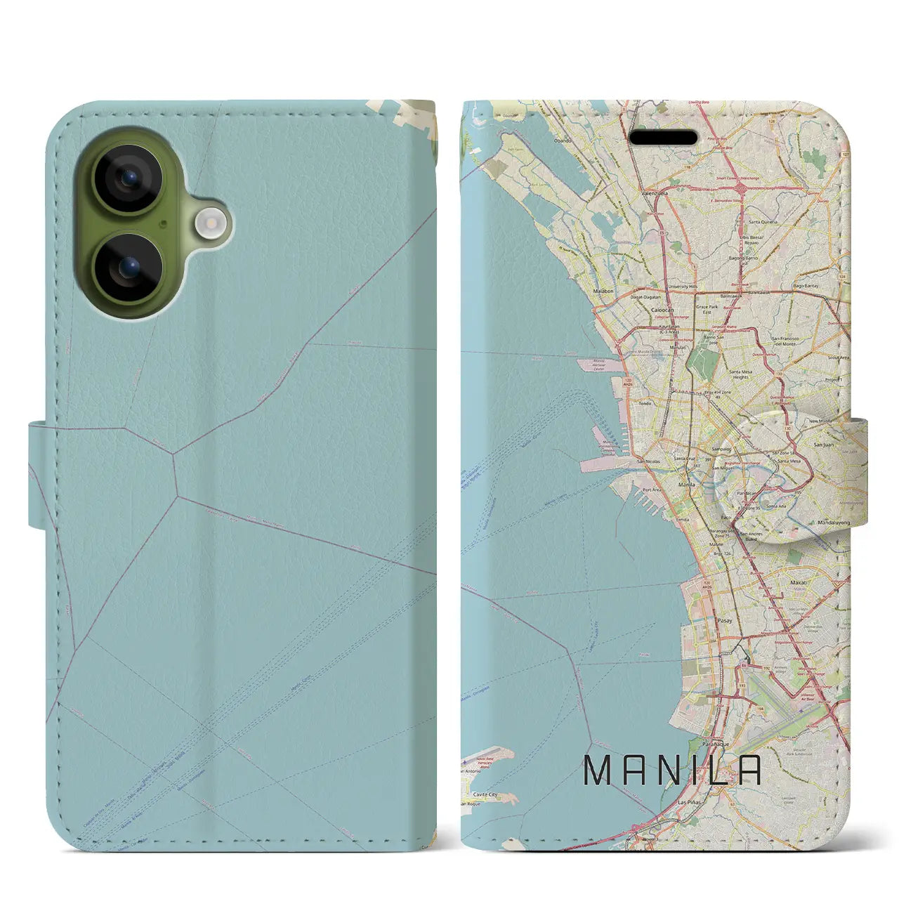 【マニラ(フィリピン)】地図柄iPhoneケース(手帳タイプ)