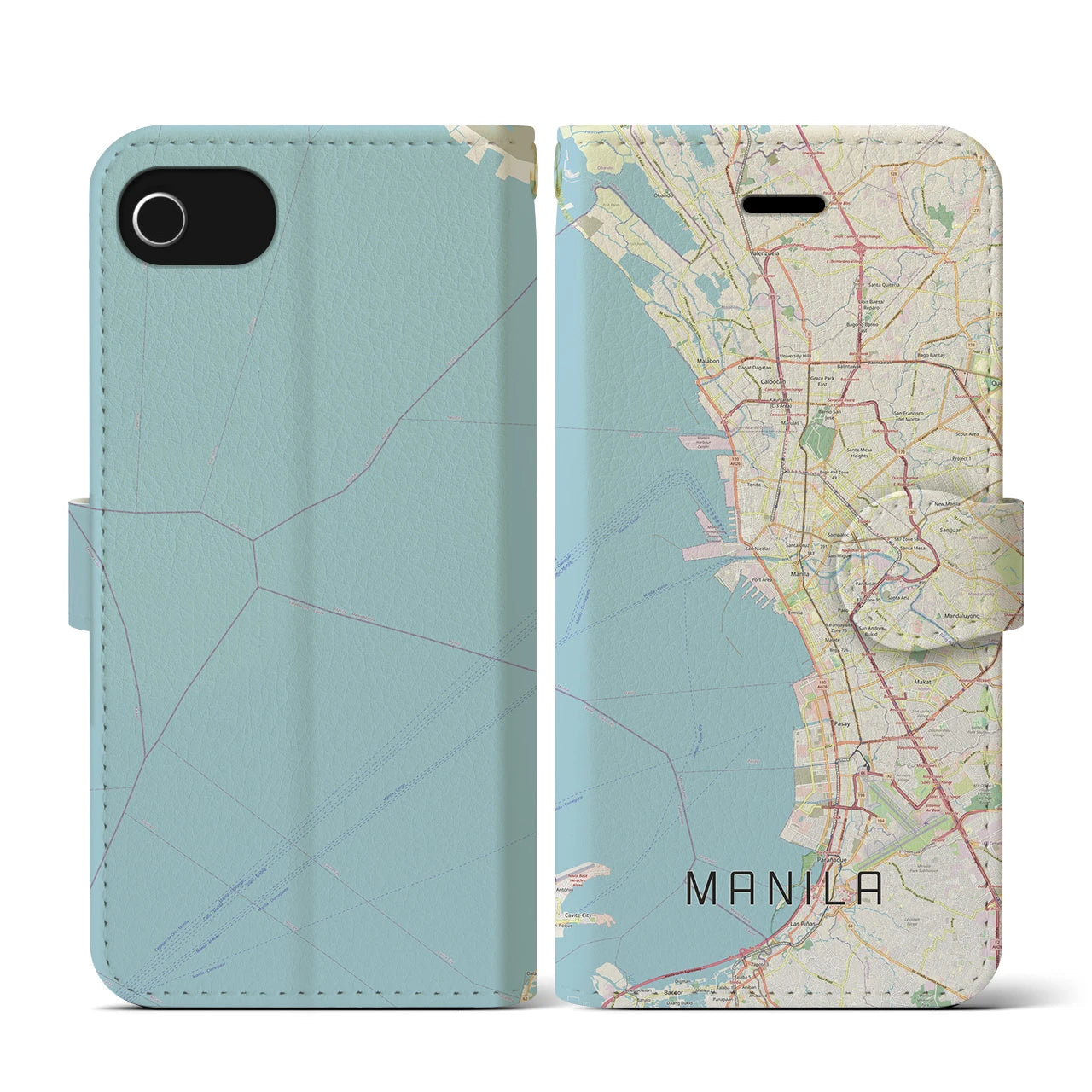 【マニラ(フィリピン)】地図柄iPhoneケース(手帳タイプ)