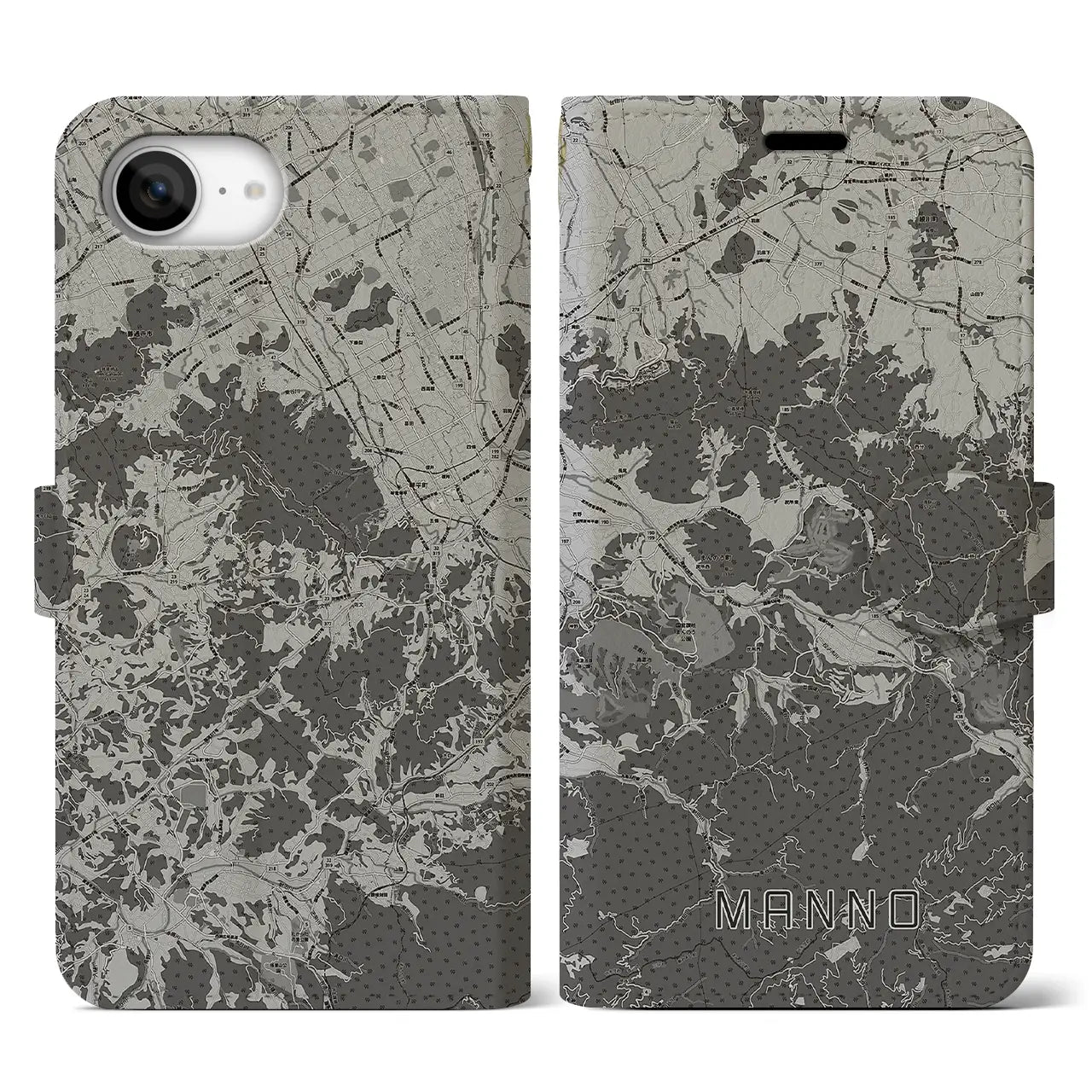 【まんのう(香川県)】地図柄iPhoneケース(手帳タイプ)