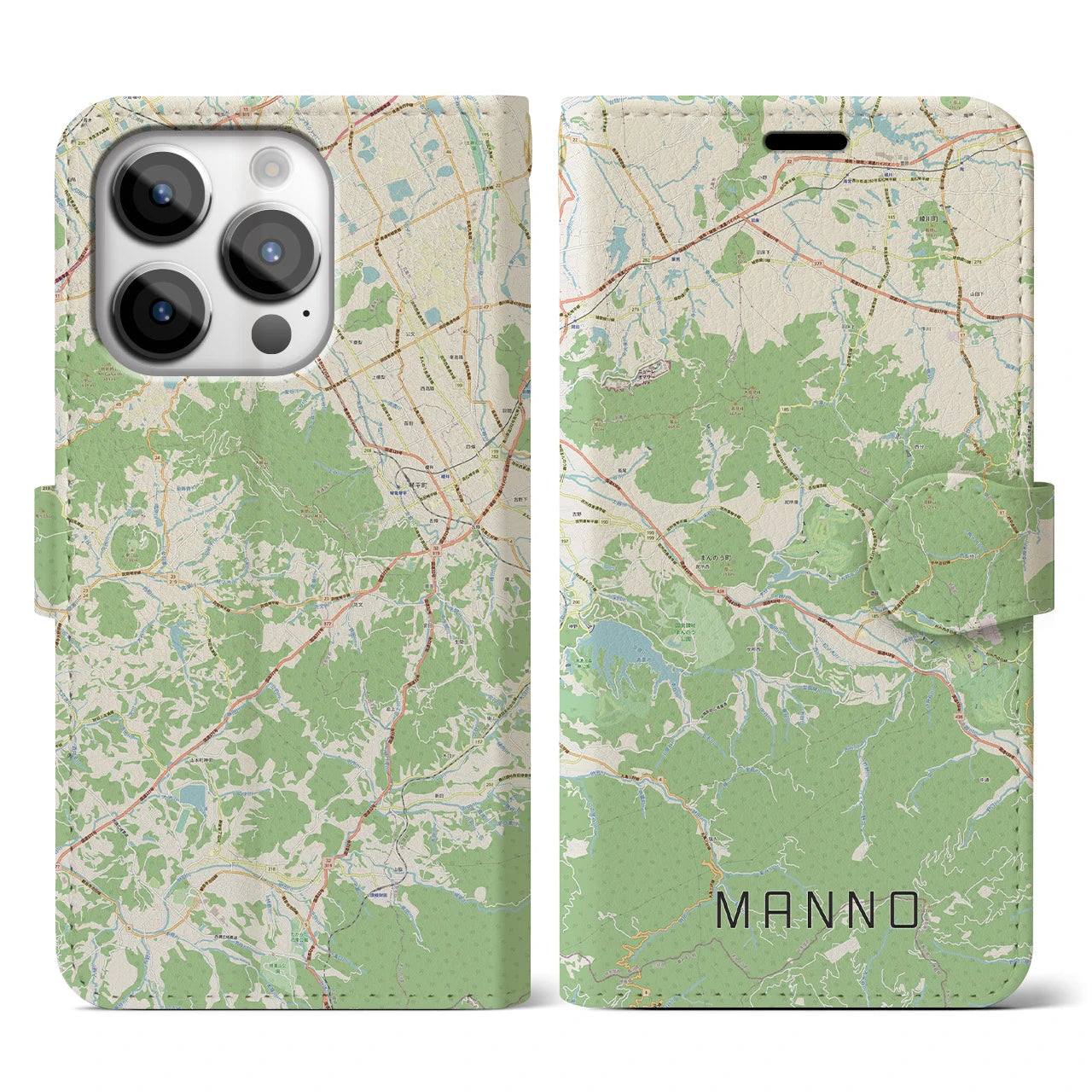 【まんのう(香川県)】地図柄iPhoneケース(手帳タイプ)