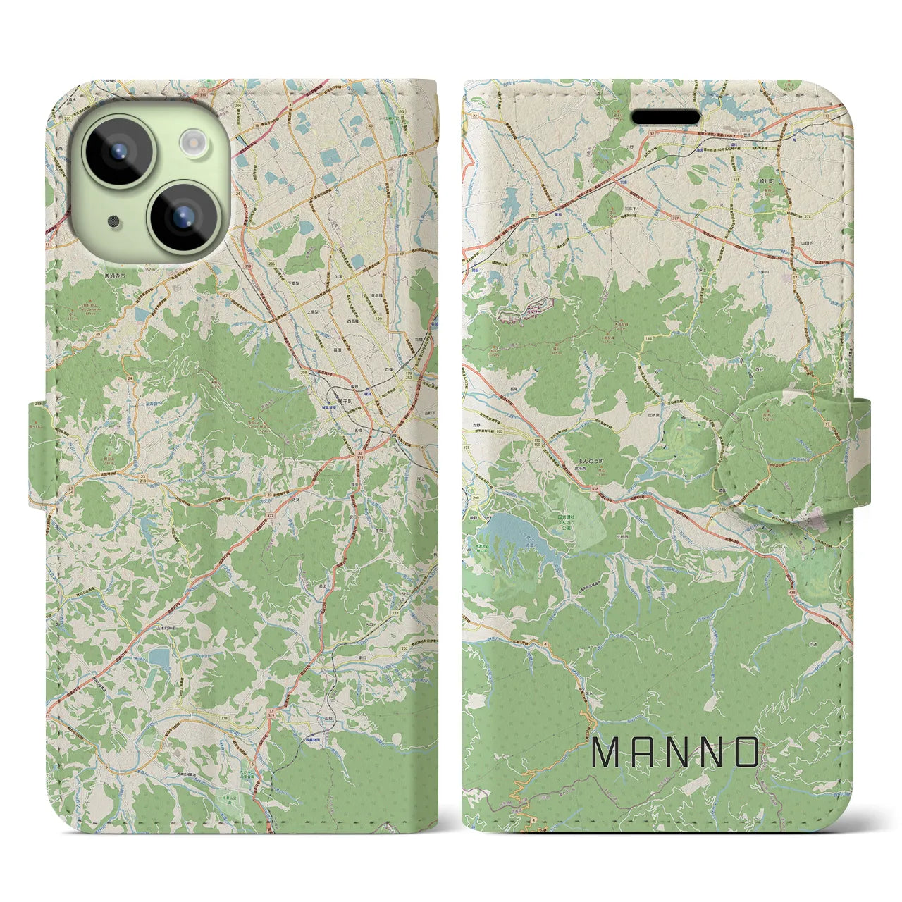 【まんのう(香川県)】地図柄iPhoneケース(手帳タイプ)