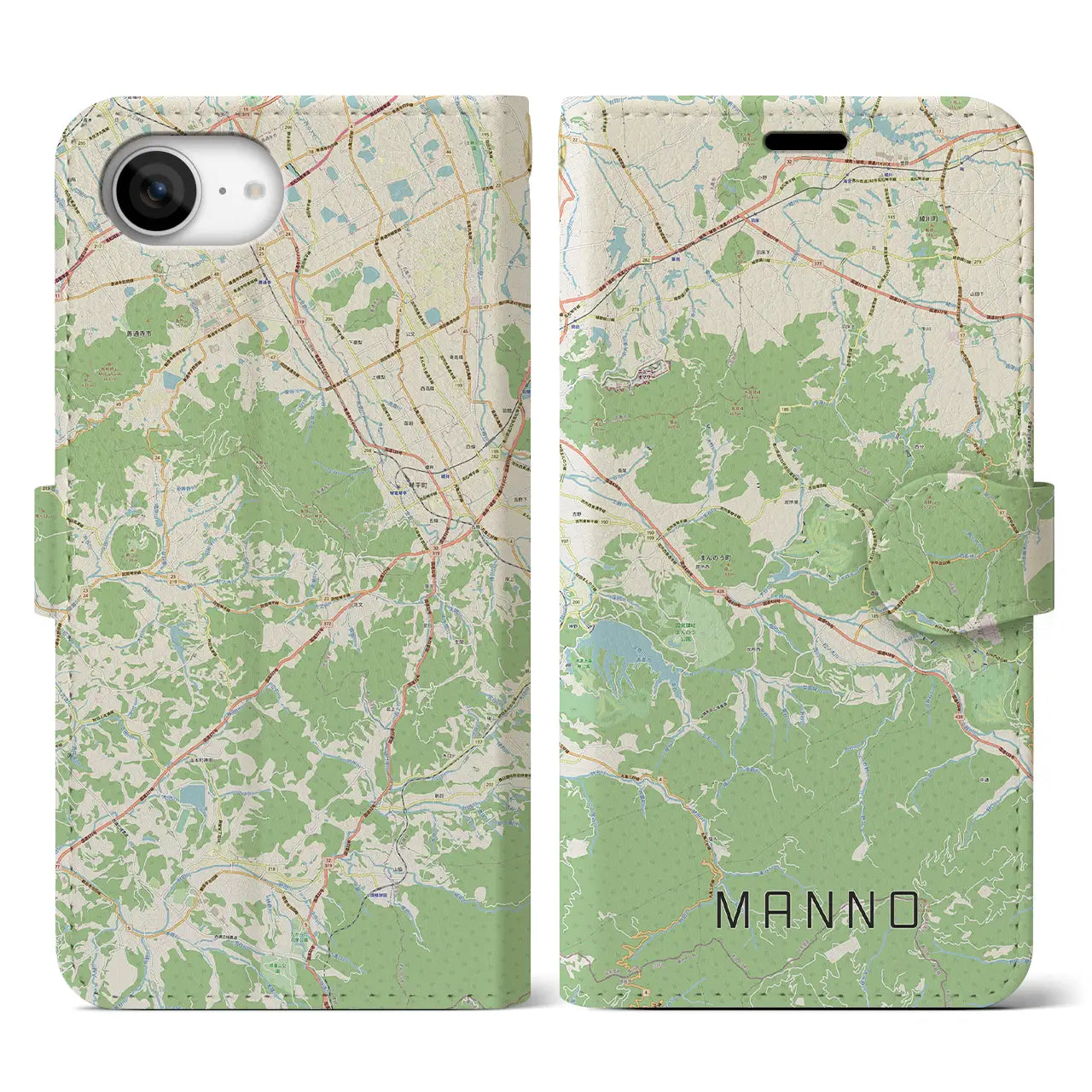 【まんのう(香川県)】地図柄iPhoneケース(手帳タイプ)