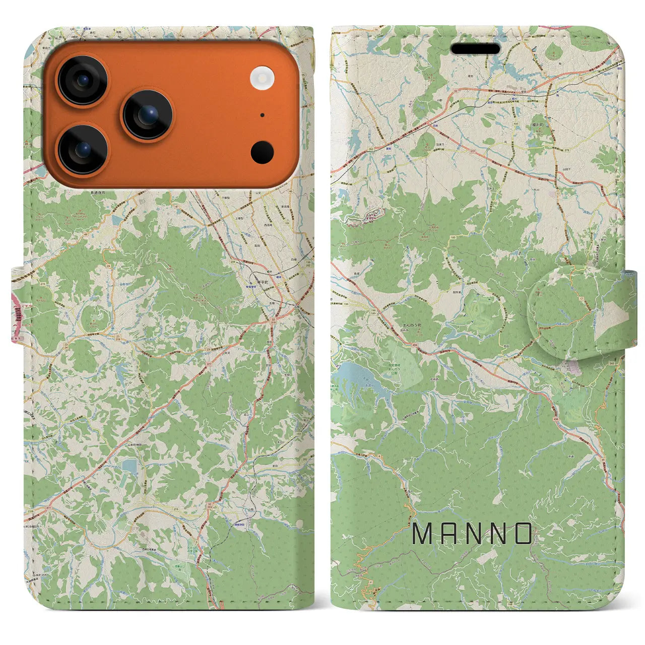 【まんのう(香川県)】地図柄iPhoneケース(手帳タイプ)