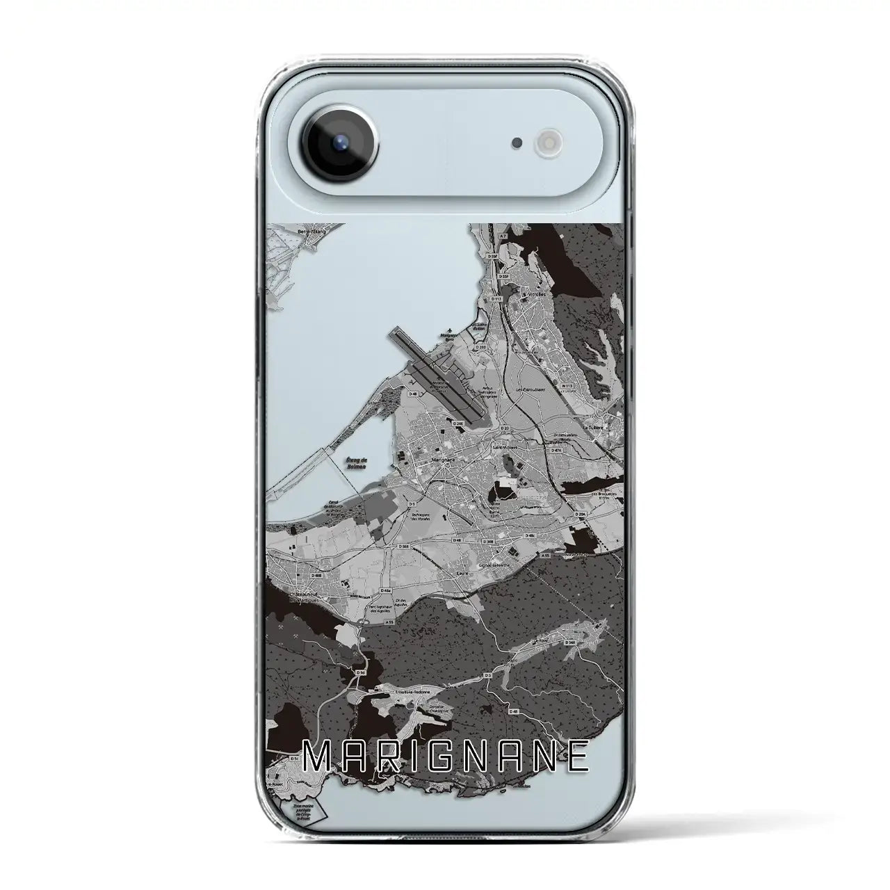 【マリニャーヌ(フランス)】地図柄iPhoneケース(クリアタイプ)モノトーン・iPhone 17 Pro Max 用