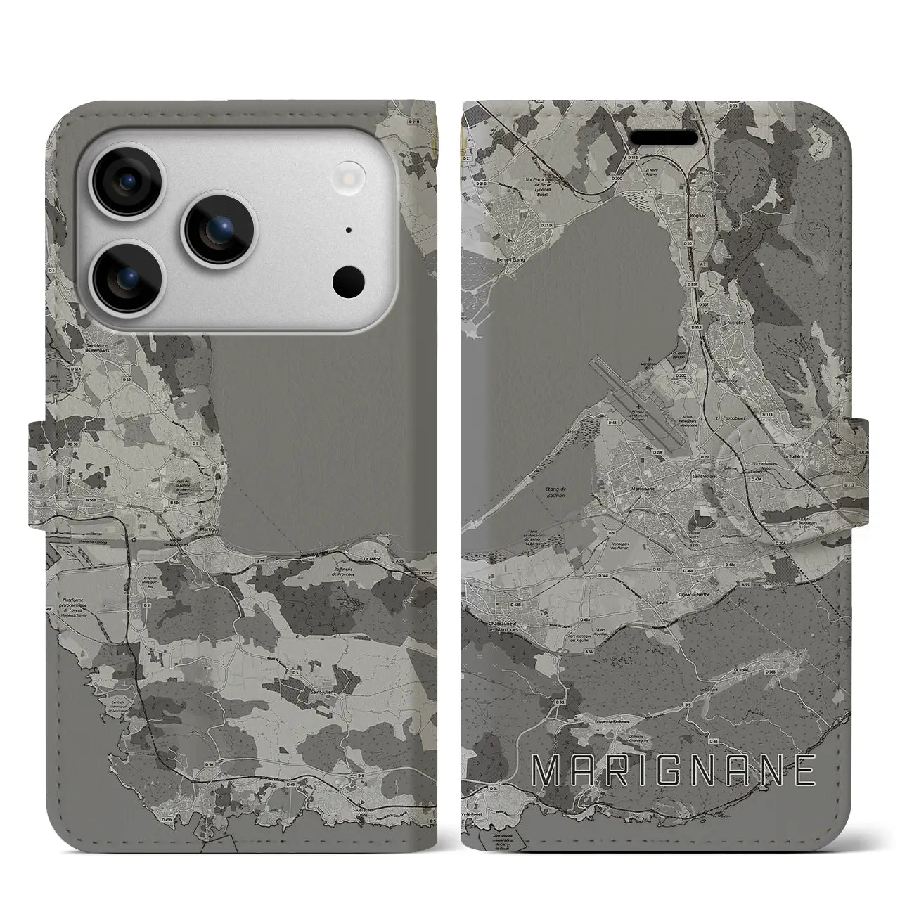 【マリニャーヌ(フランス)】地図柄iPhoneケース(手帳タイプ)