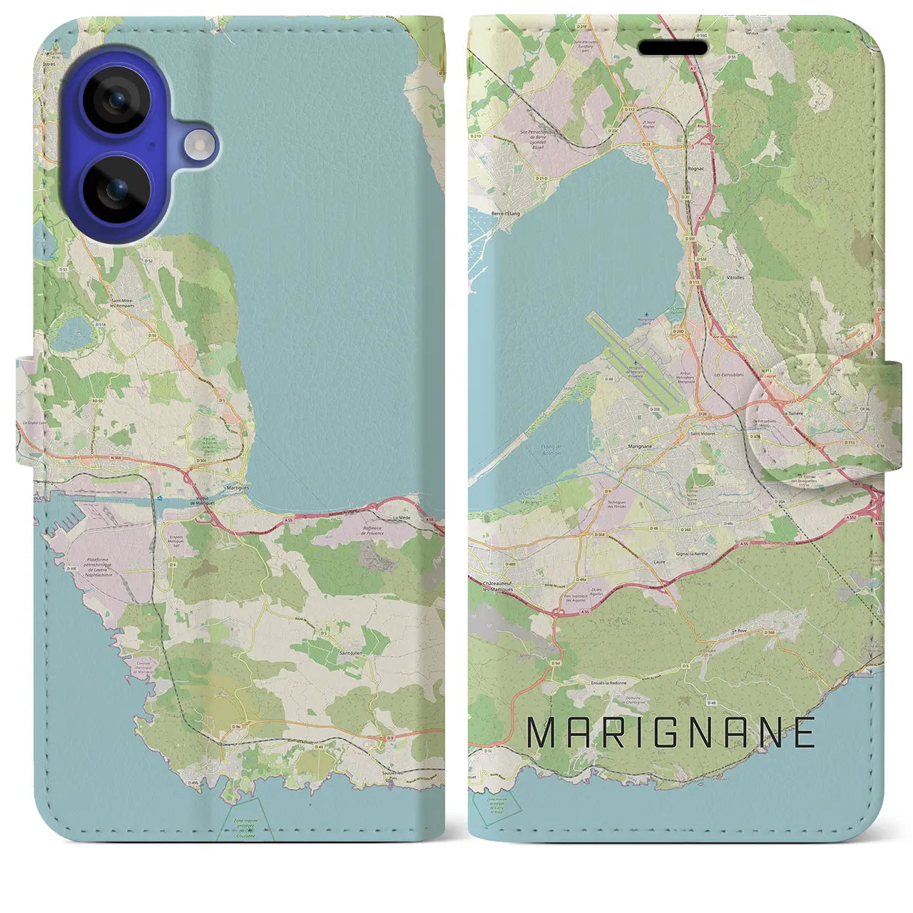 【マリニャーヌ(フランス)】地図柄iPhoneケース(手帳タイプ)ナチュラル・iPhone 16 Pro Max 用