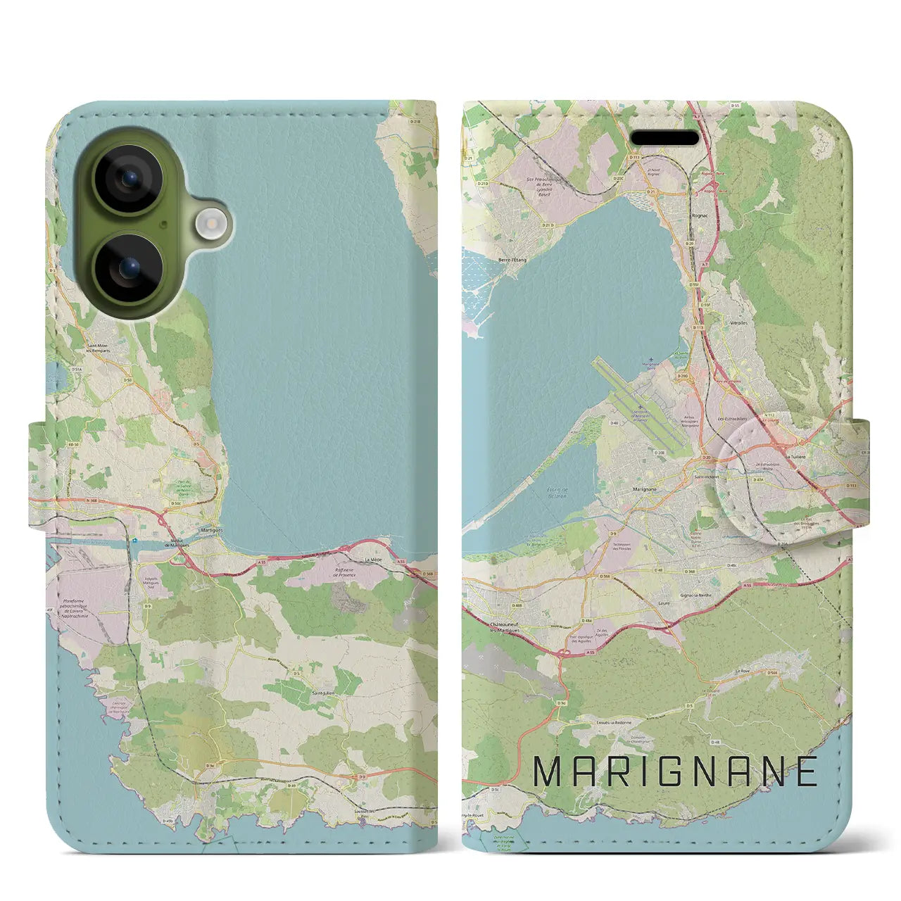 【マリニャーヌ(フランス)】地図柄iPhoneケース(手帳タイプ)モノトーン・iPhone 17 Pro Max 用