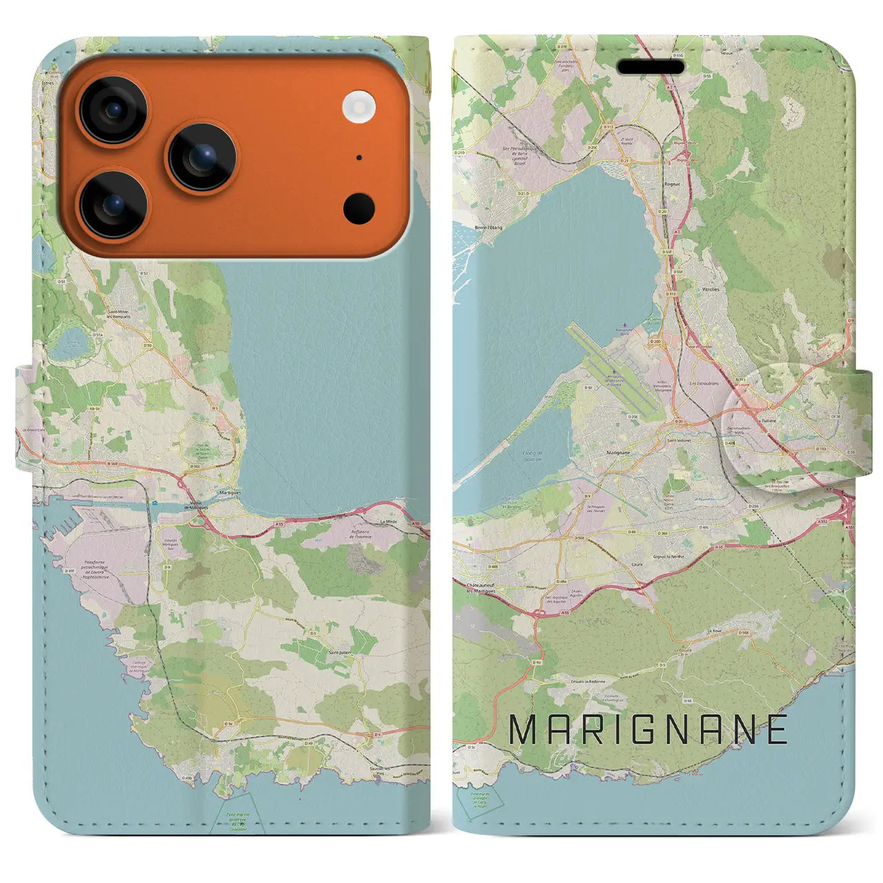 【マリニャーヌ(フランス)】地図柄iPhoneケース(手帳タイプ)