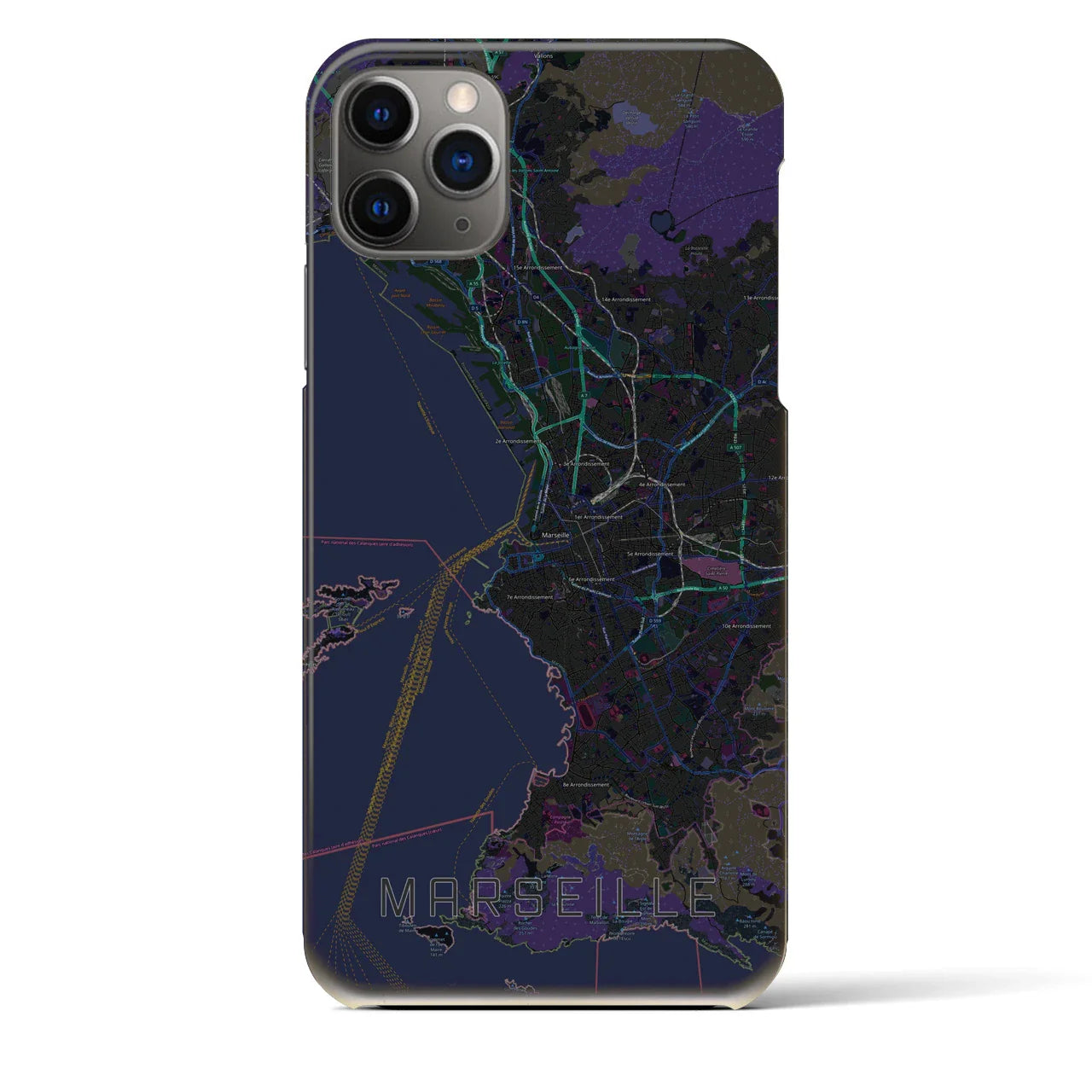【マルセイユ(フランス)】地図柄iPhoneケース(バックカバータイプ)