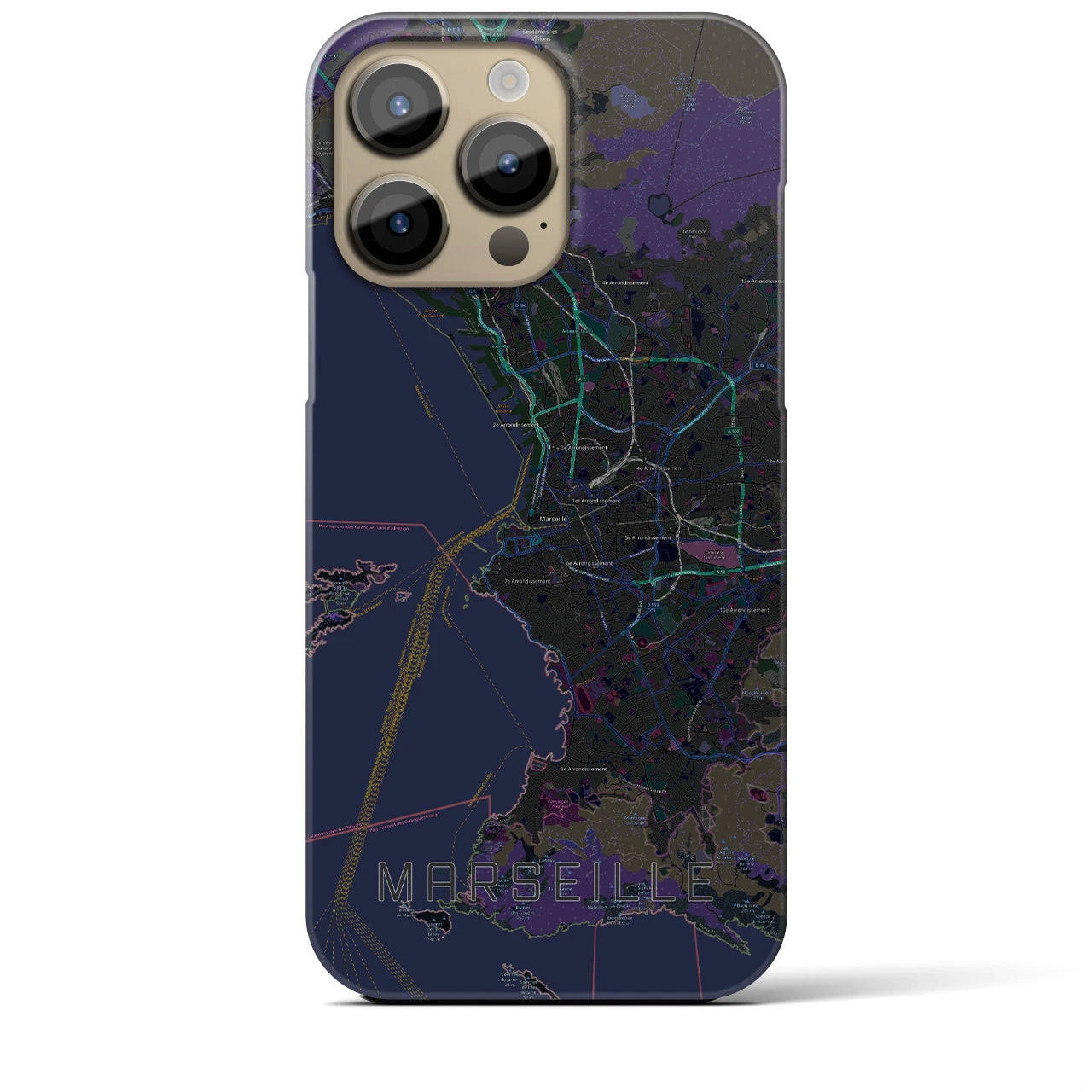 【マルセイユ(フランス)】地図柄iPhoneケース(バックカバータイプ)