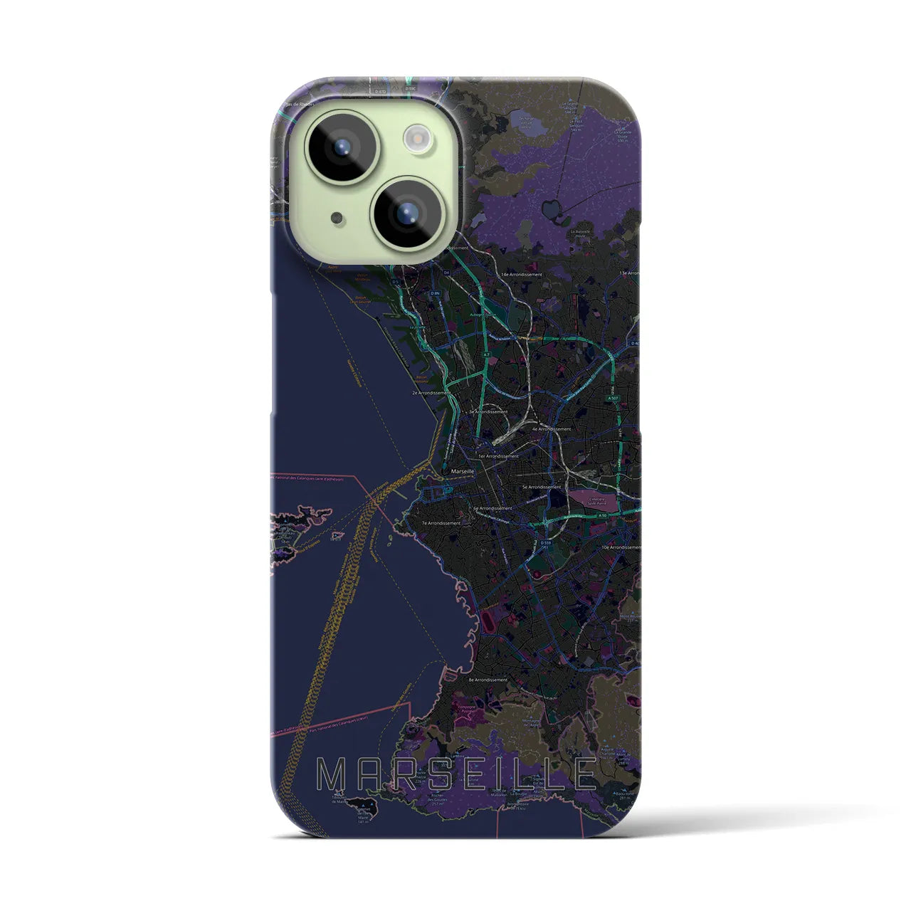 【マルセイユ(フランス)】地図柄iPhoneケース(バックカバータイプ)