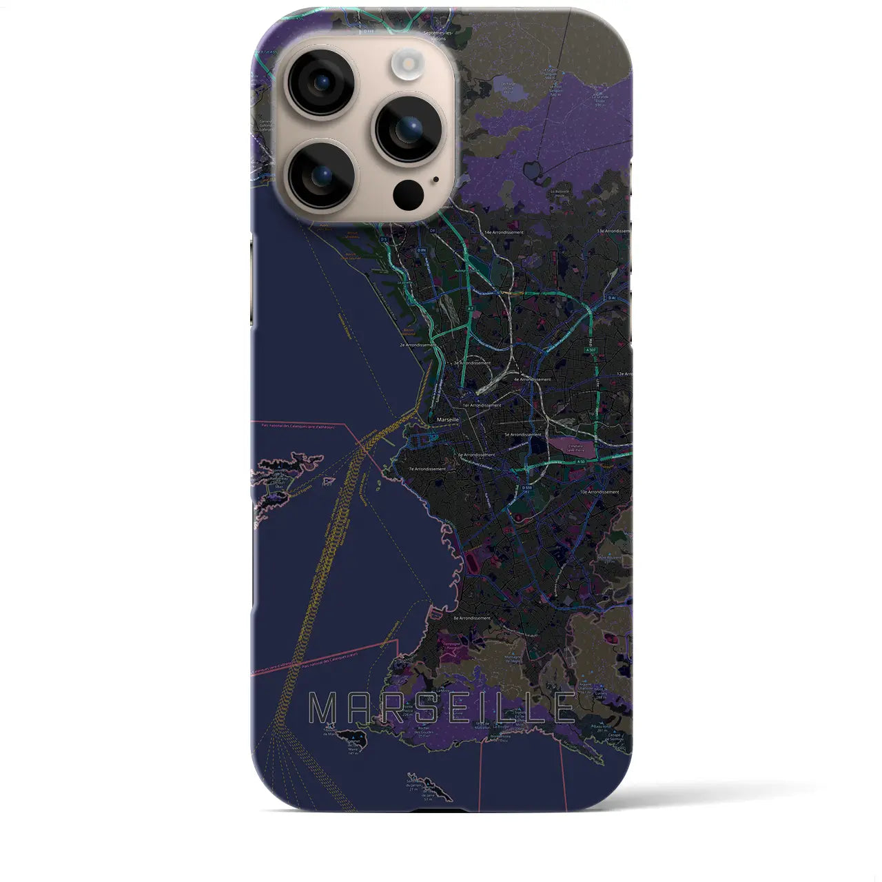 【マルセイユ(フランス)】地図柄iPhoneケース(バックカバータイプ)
