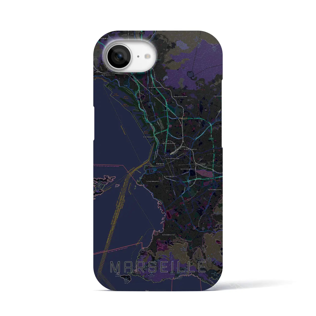 【マルセイユ(フランス)】地図柄iPhoneケース(バックカバータイプ)