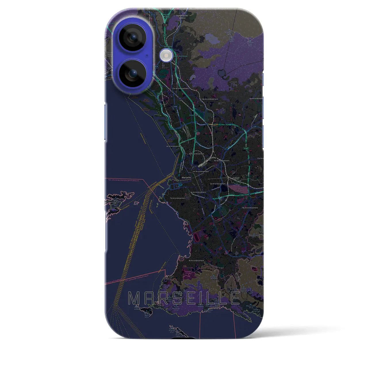 【マルセイユ(フランス)】地図柄iPhoneケース(バックカバータイプ)