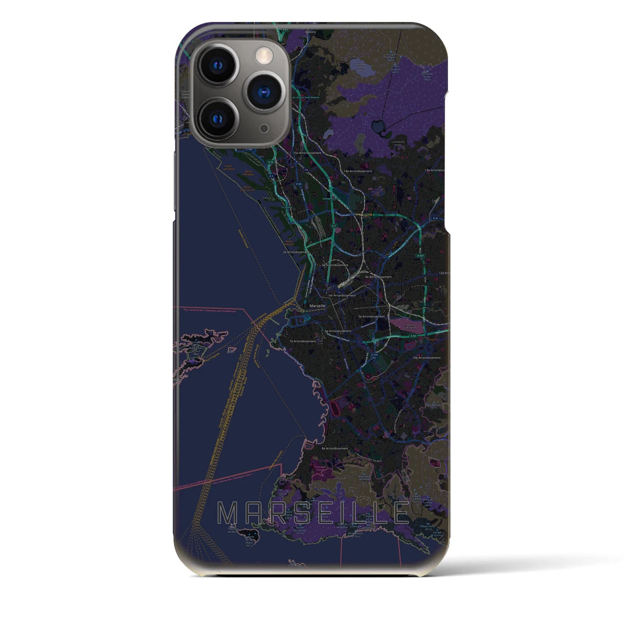【マルセイユ(フランス)】地図柄iPhoneケース(バックカバータイプ)