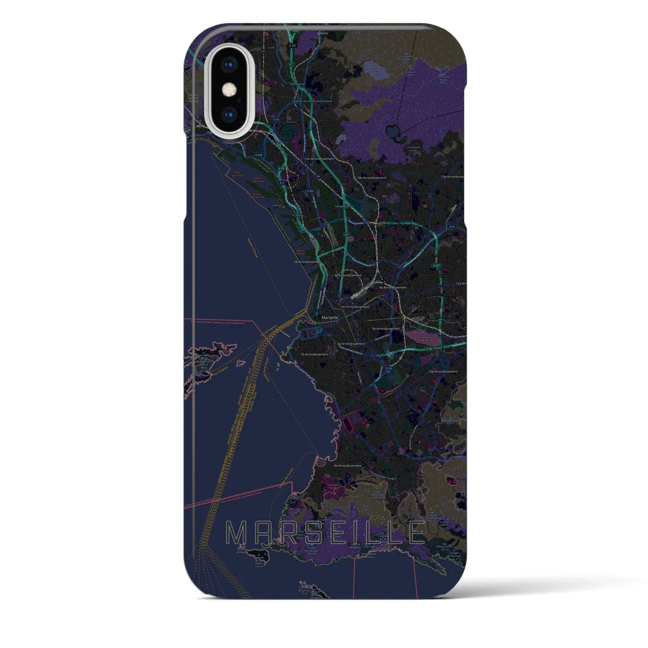 【マルセイユ(フランス)】地図柄iPhoneケース(バックカバータイプ)