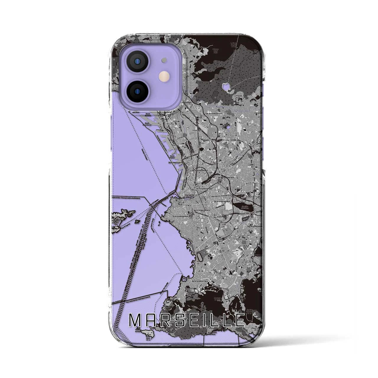 【マルセイユ(フランス)】地図柄iPhoneケース(クリアタイプ)