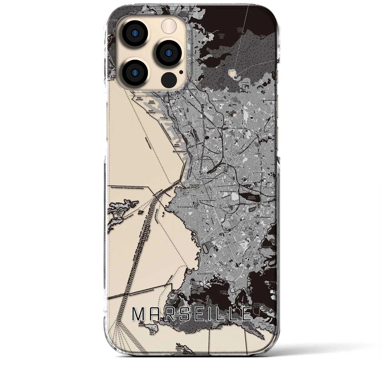 【マルセイユ(フランス)】地図柄iPhoneケース(クリアタイプ)