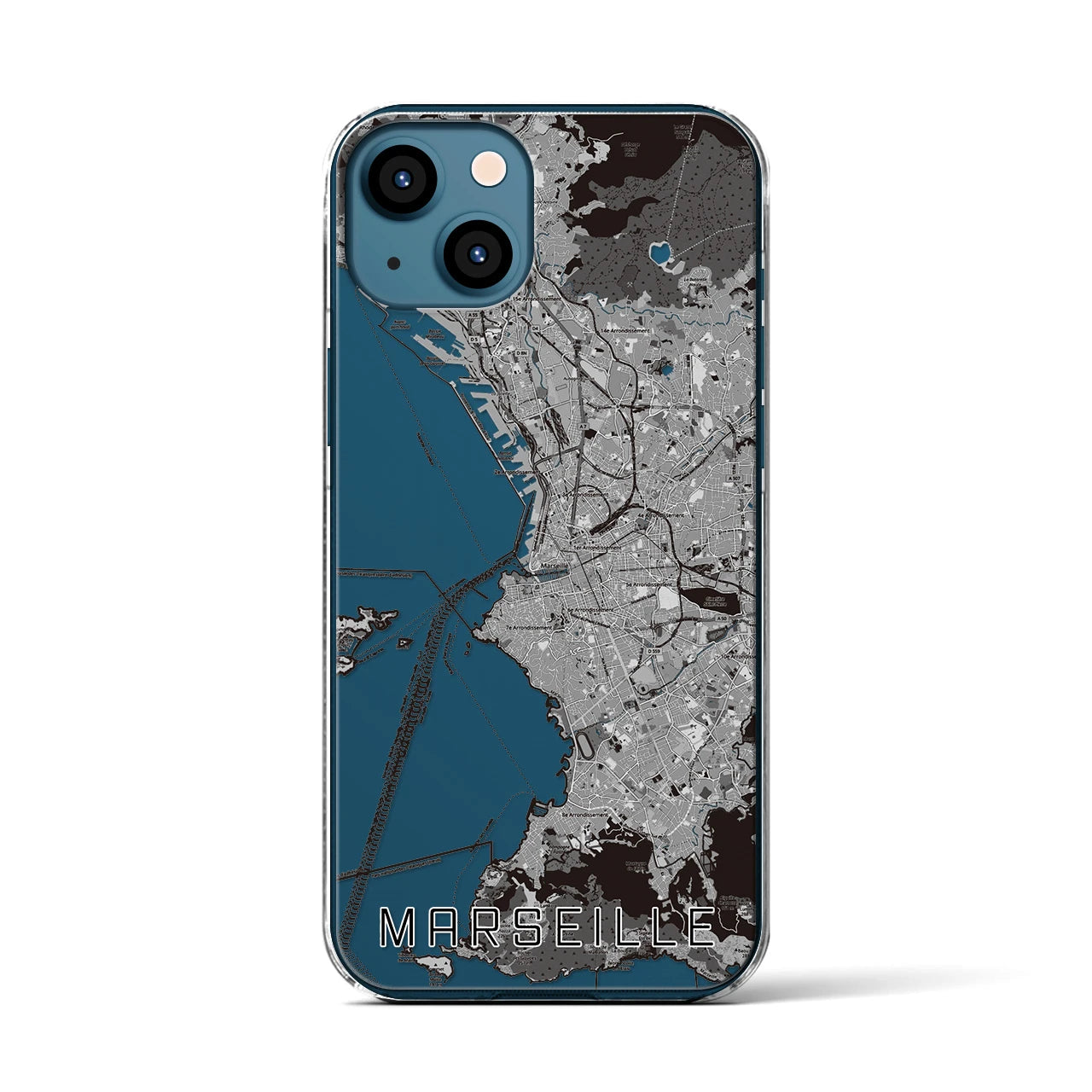 【マルセイユ(フランス)】地図柄iPhoneケース(クリアタイプ)