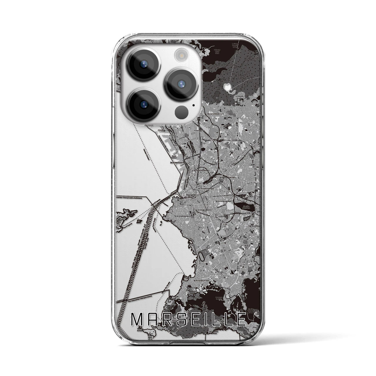 【マルセイユ(フランス)】地図柄iPhoneケース(クリアタイプ)