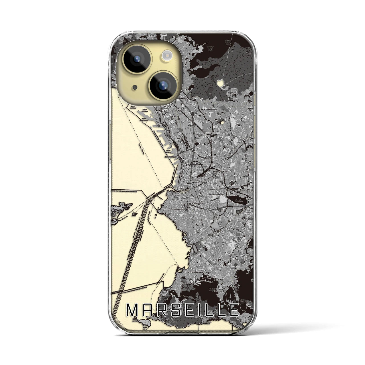 【マルセイユ(フランス)】地図柄iPhoneケース(クリアタイプ)