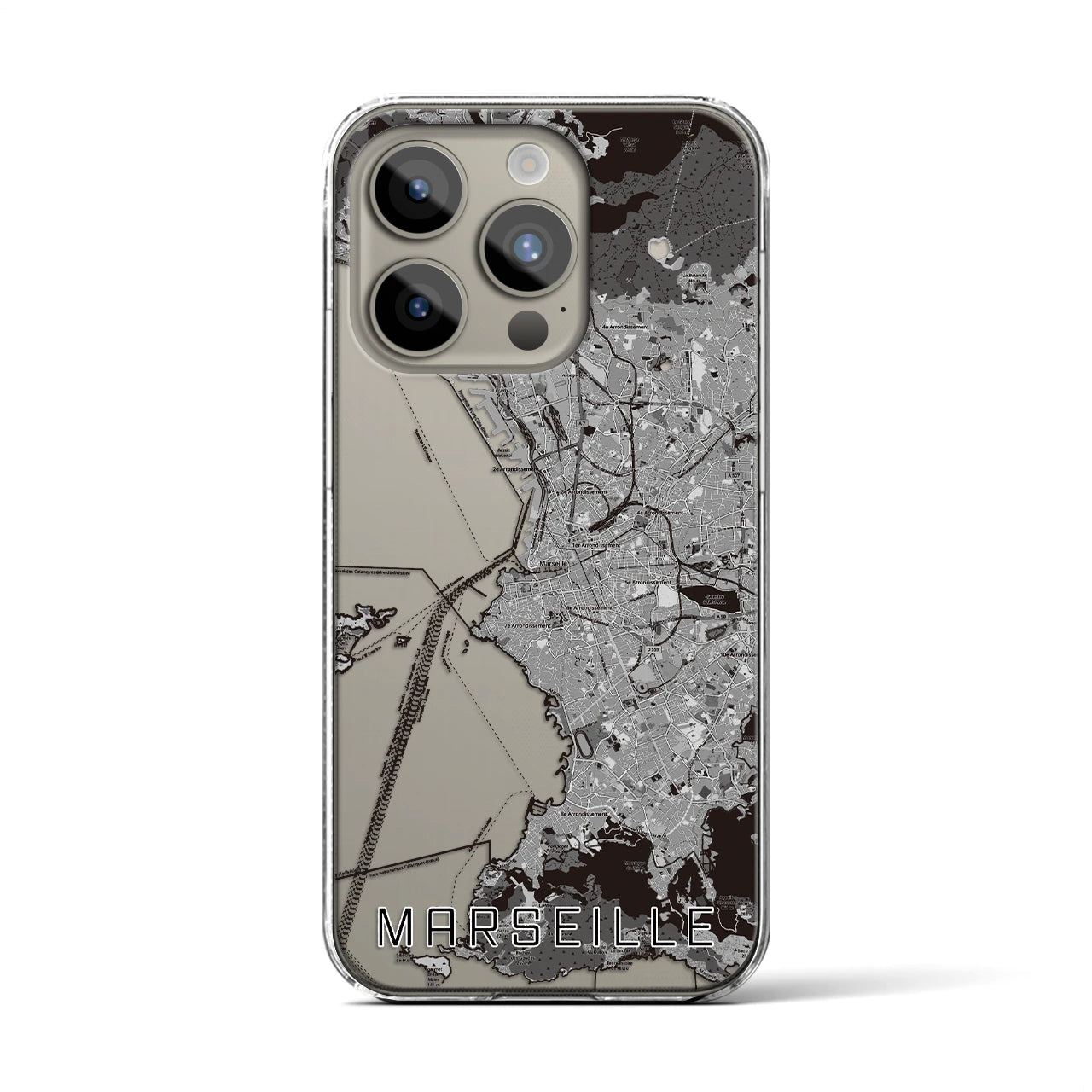 【マルセイユ(フランス)】地図柄iPhoneケース(クリアタイプ)