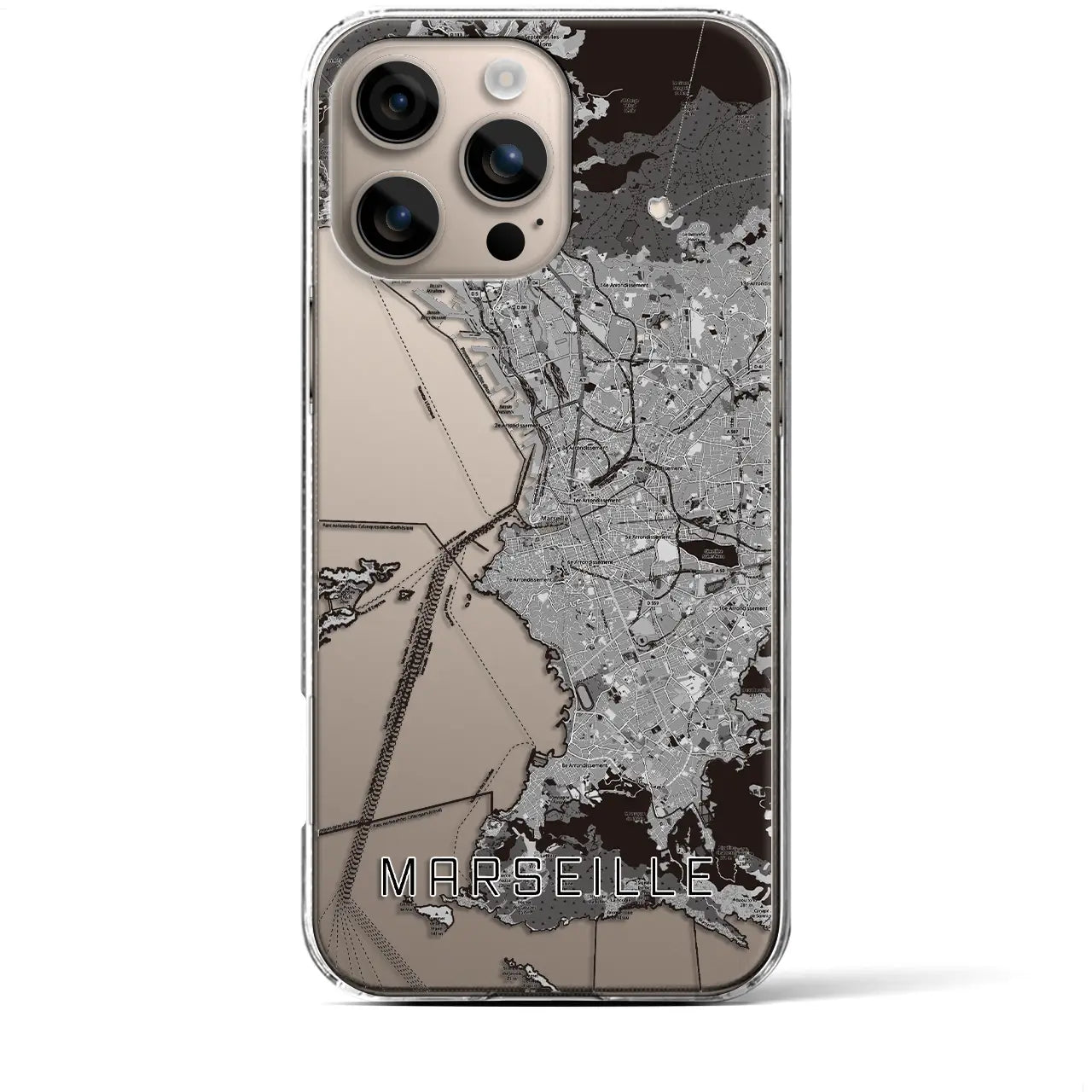 【マルセイユ(フランス)】地図柄iPhoneケース(クリアタイプ)