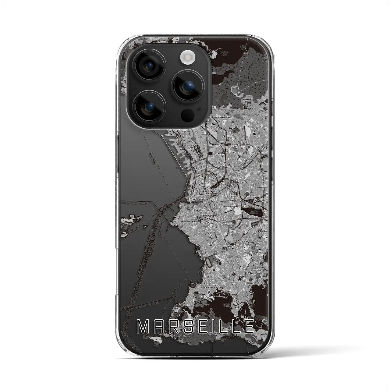 【マルセイユ(フランス)】地図柄iPhoneケース(クリアタイプ)