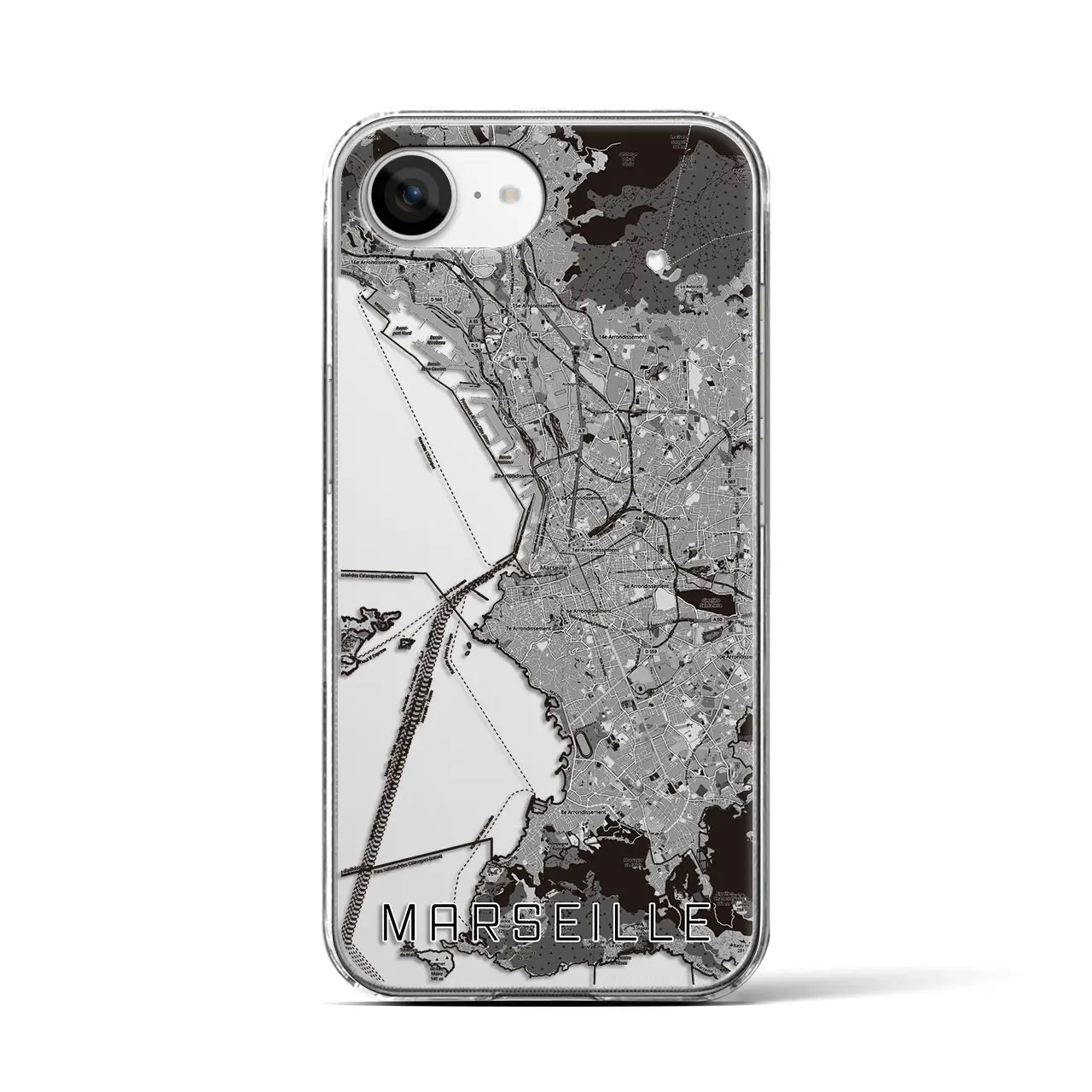 【マルセイユ(フランス)】地図柄iPhoneケース(クリアタイプ)