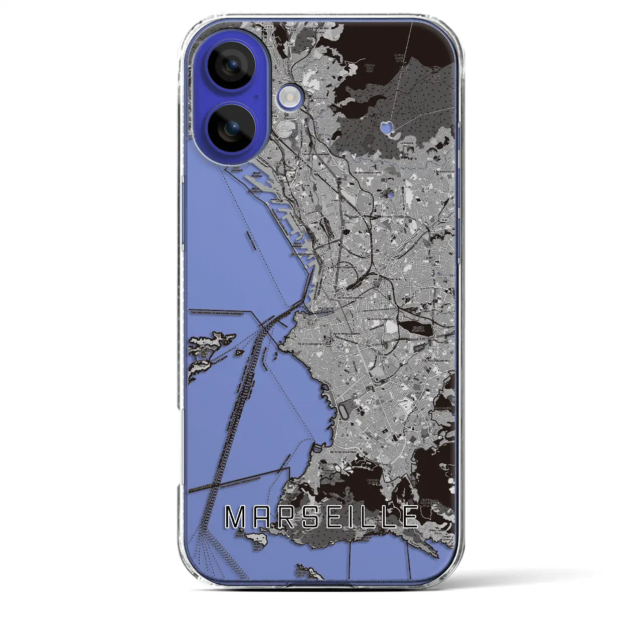 【マルセイユ(フランス)】地図柄iPhoneケース(クリアタイプ)
