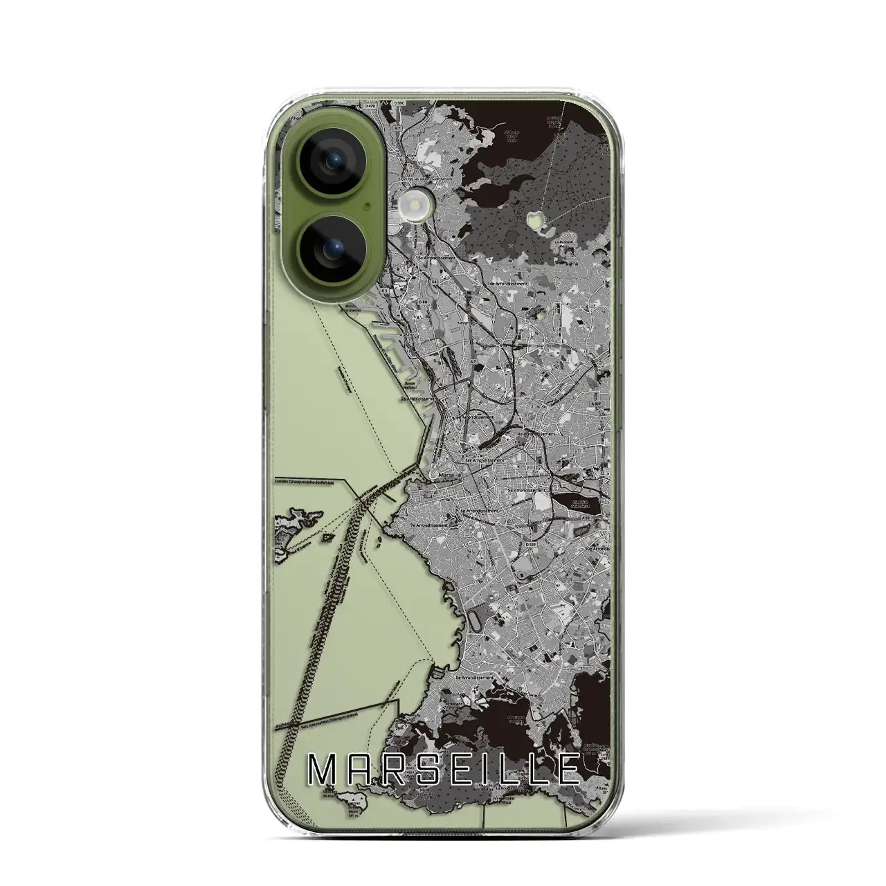 【マルセイユ(フランス)】地図柄iPhoneケース(クリアタイプ)