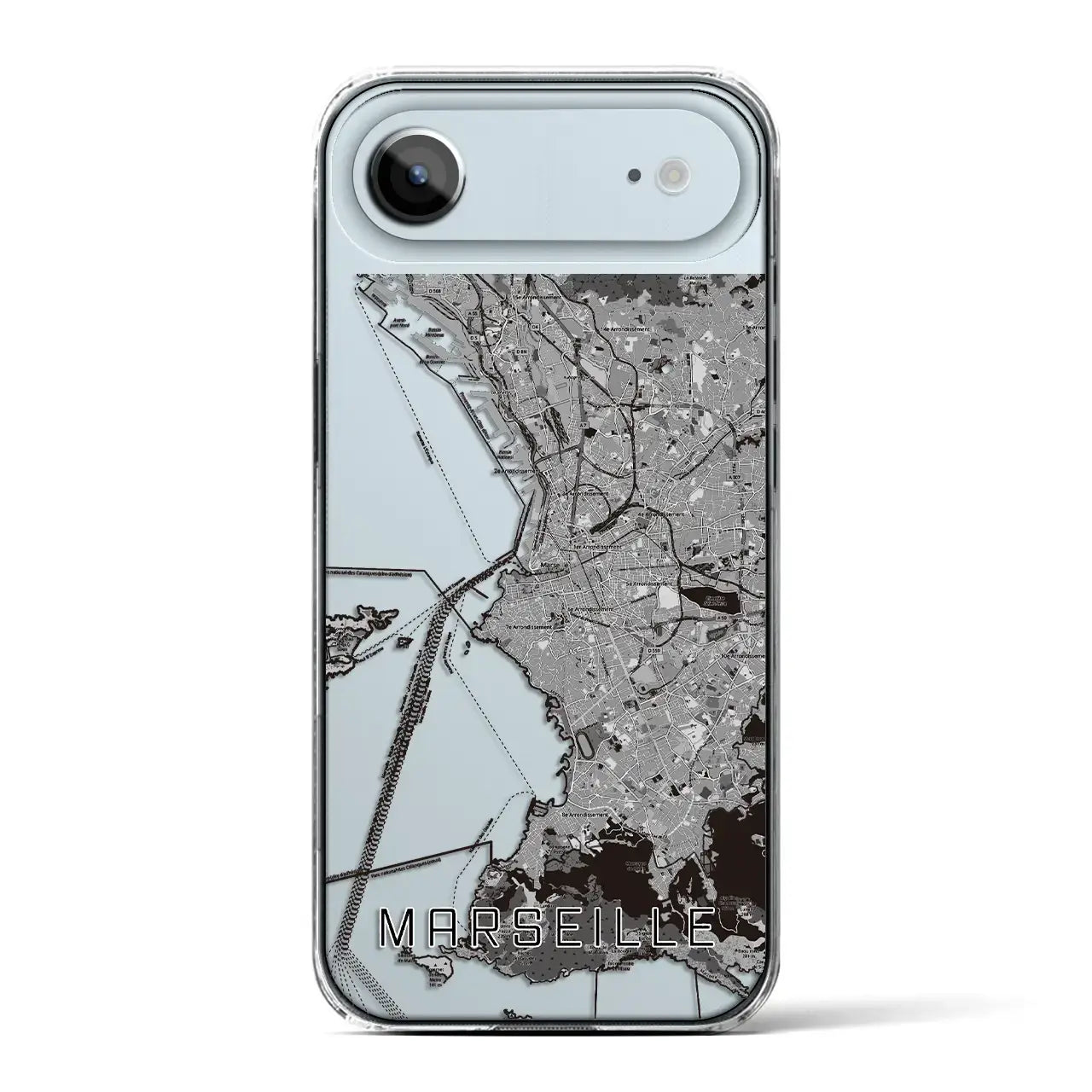【マルセイユ(フランス)】地図柄iPhoneケース(クリアタイプ)