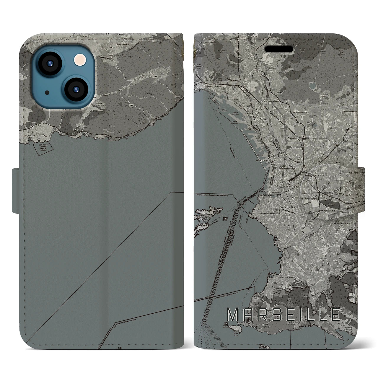 【マルセイユ(フランス)】地図柄iPhoneケース(手帳タイプ)