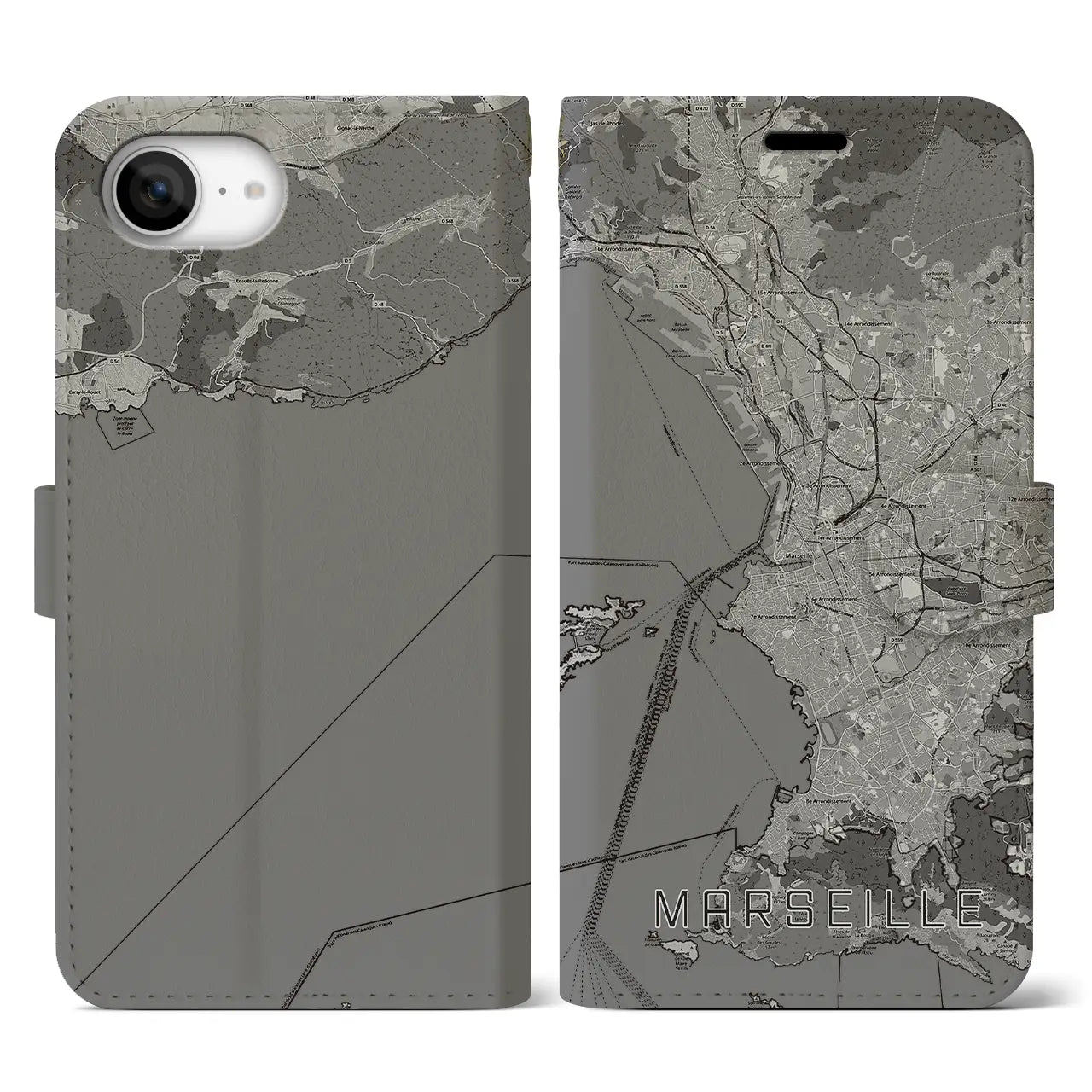 【マルセイユ(フランス)】地図柄iPhoneケース(手帳タイプ)