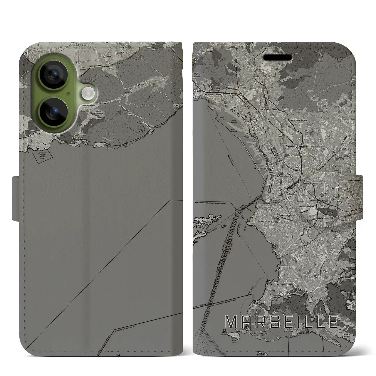 【マルセイユ(フランス)】地図柄iPhoneケース(手帳タイプ)