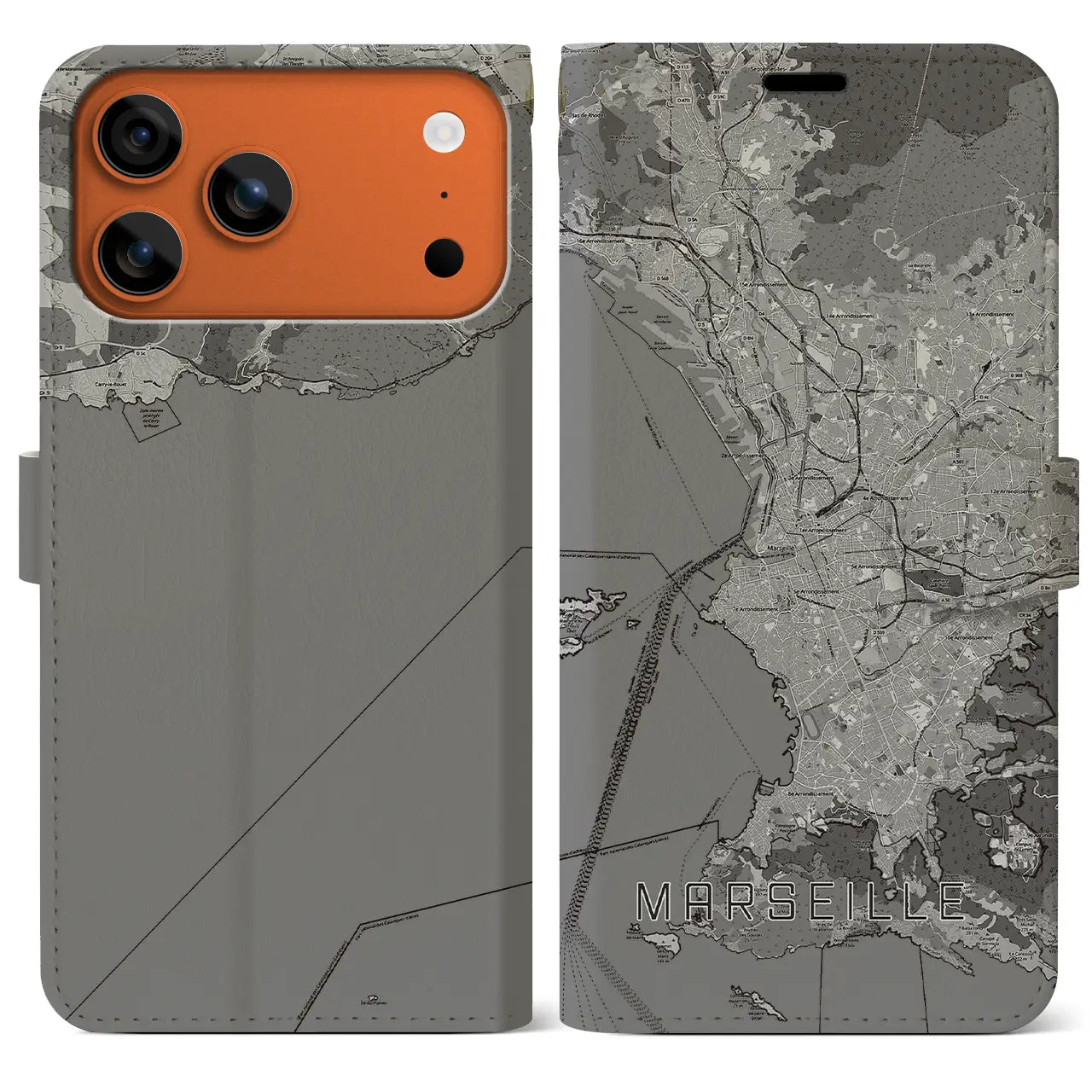 【マルセイユ(フランス)】地図柄iPhoneケース(手帳タイプ)