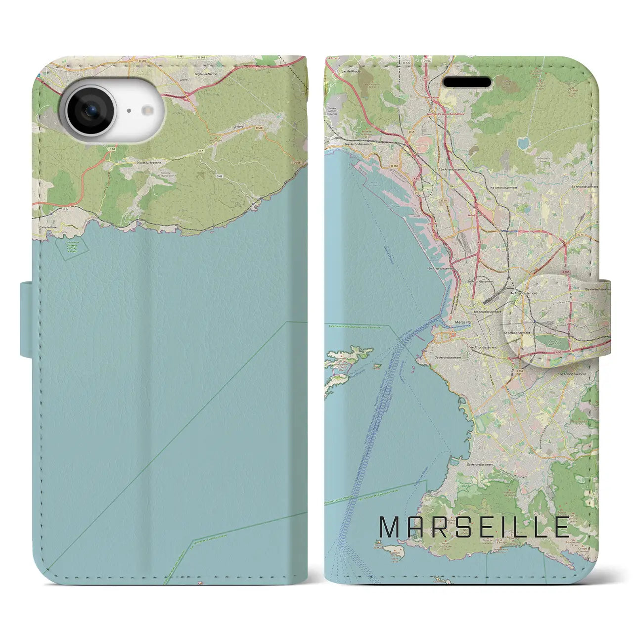 【マルセイユ(フランス)】地図柄iPhoneケース(手帳タイプ)