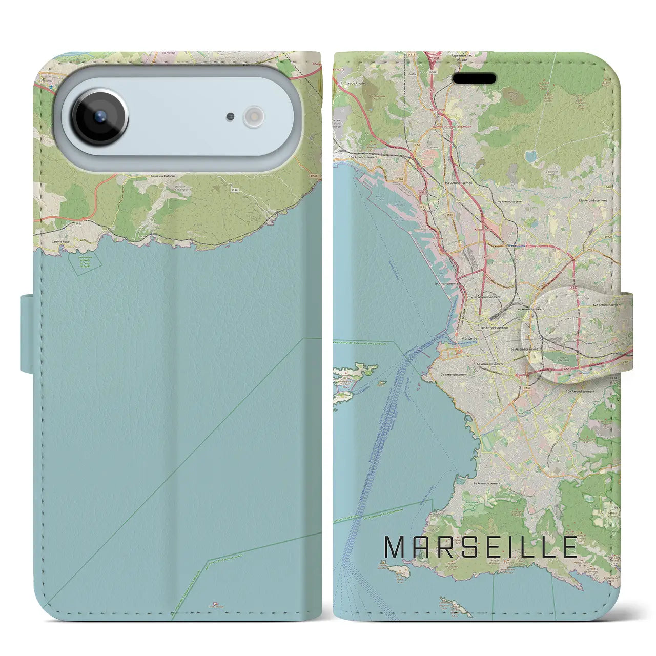【マルセイユ(フランス)】地図柄iPhoneケース(手帳タイプ)ナチュラル・iPhone 17 Pro Max 用