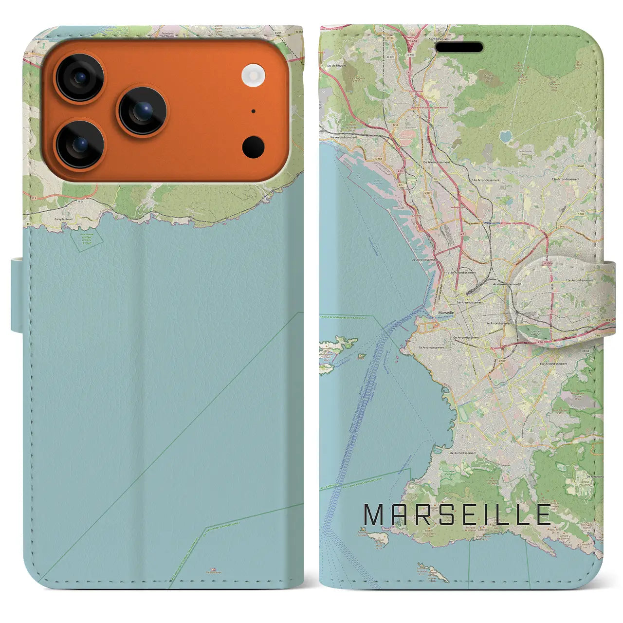 【マルセイユ(フランス)】地図柄iPhoneケース(手帳タイプ)