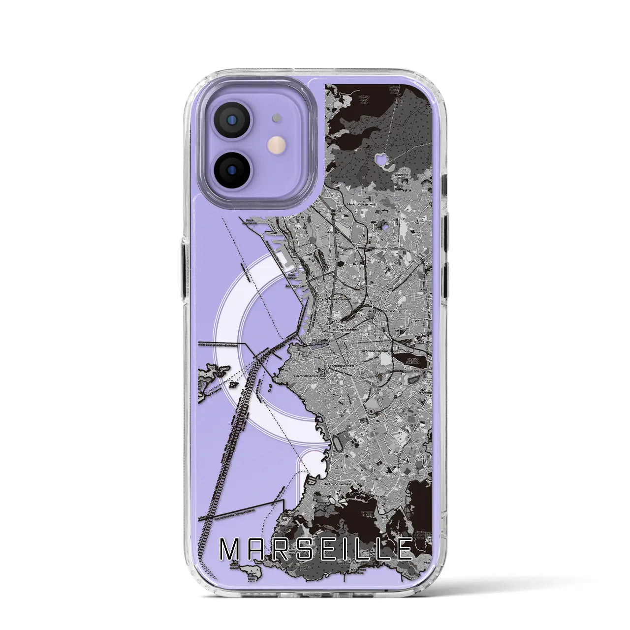 【マルセイユ(フランス)】地図柄iPhoneケース(MagSafeタイプ)