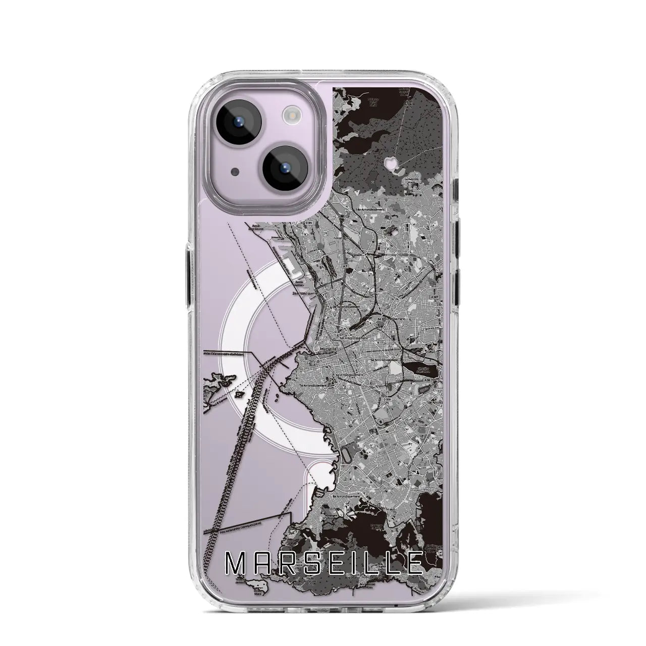 【マルセイユ(フランス)】地図柄iPhoneケース(MagSafeタイプ)