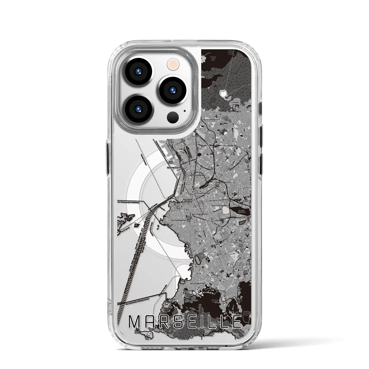 【マルセイユ(フランス)】地図柄iPhoneケース(MagSafeタイプ)