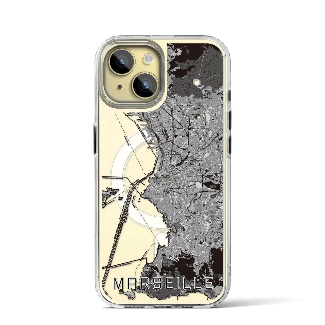 【マルセイユ(フランス)】地図柄iPhoneケース(MagSafeタイプ)