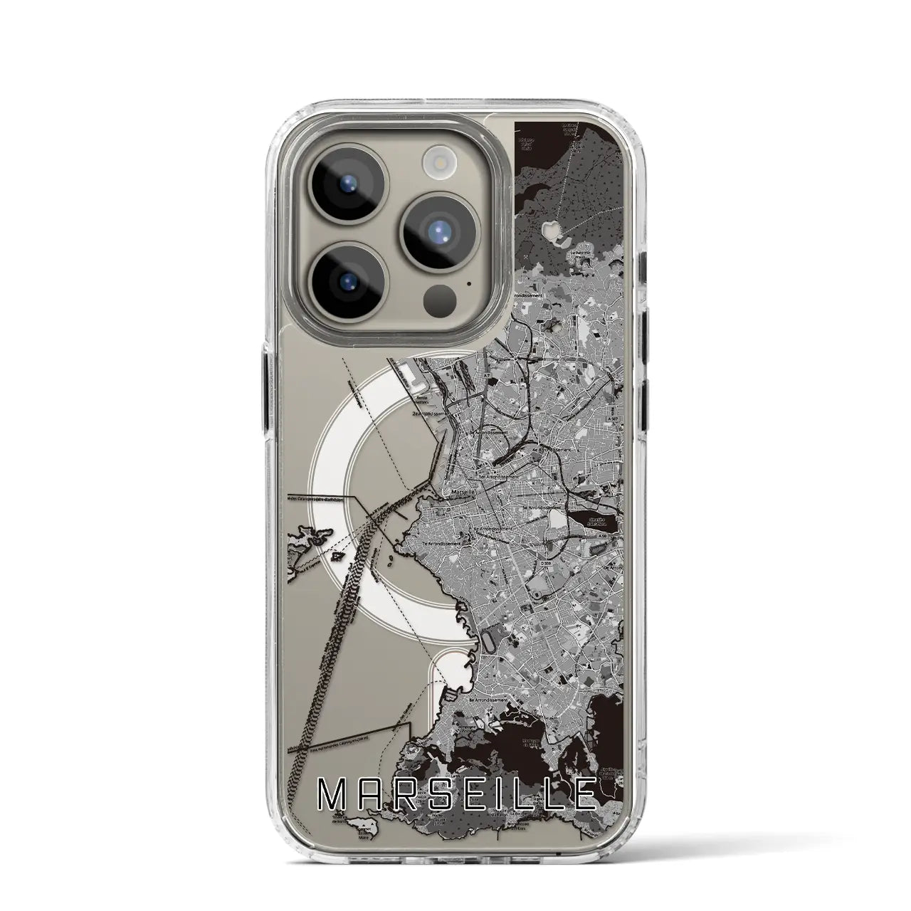 【マルセイユ(フランス)】地図柄iPhoneケース(MagSafeタイプ)