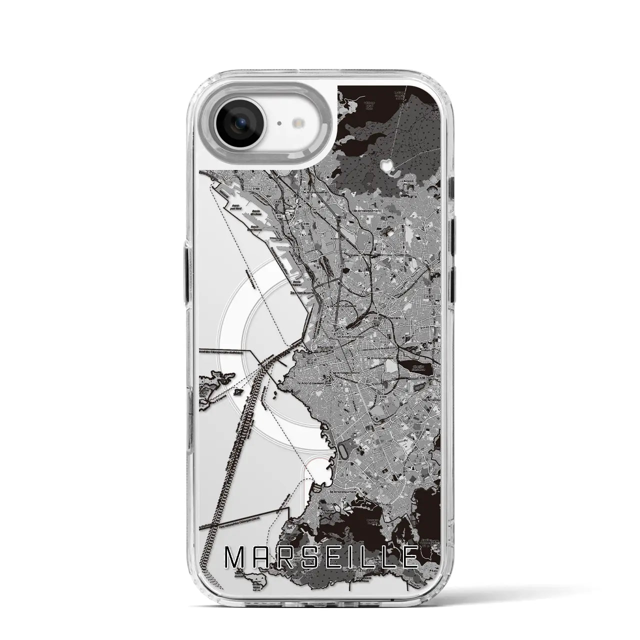【マルセイユ(フランス)】地図柄iPhoneケース(MagSafeタイプ)