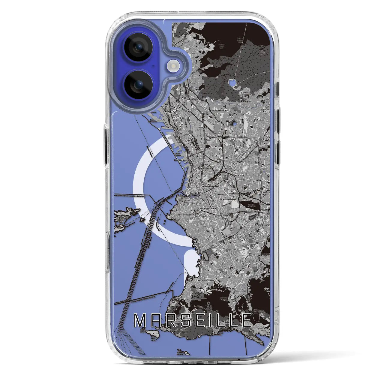 【マルセイユ(フランス)】地図柄iPhoneケース(MagSafeタイプ)