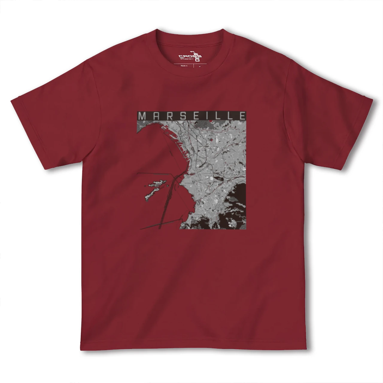 【マルセイユ(フランス)】地図柄ヘビーウェイトTシャツ
