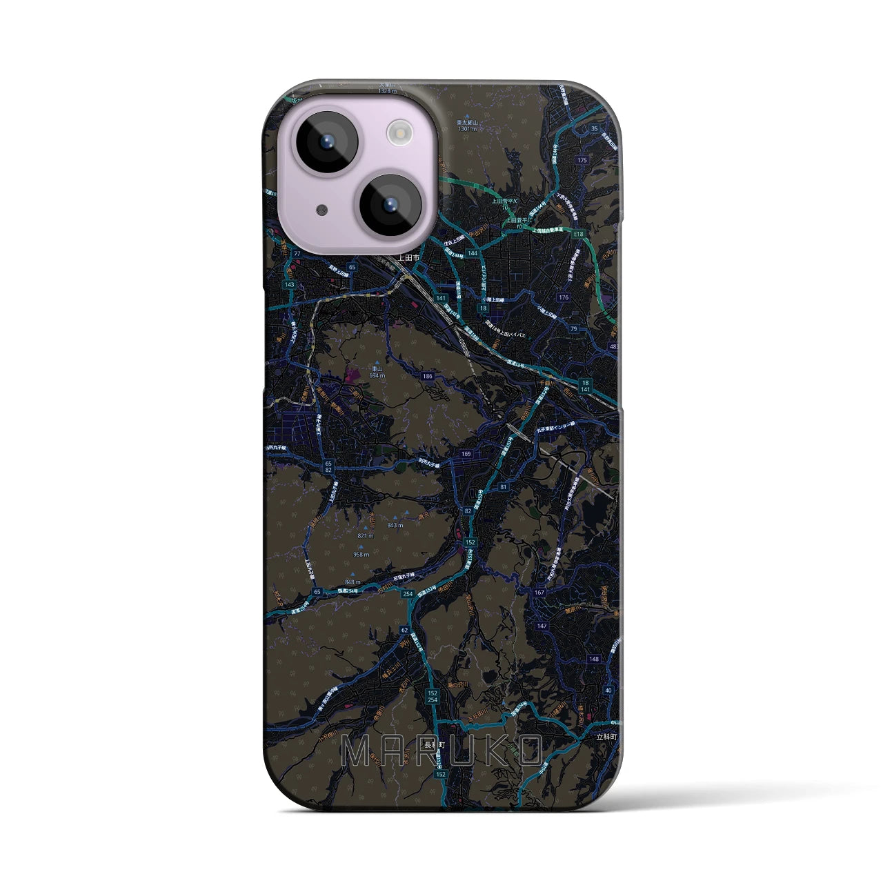 【丸子(長野県)】地図柄iPhoneケース(バックカバータイプ)